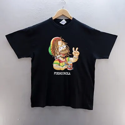 Buy Homer Simpsons T Shirt Medium Black Graphic Print Rasta Reggae Fuengirola Mens • 8.09£