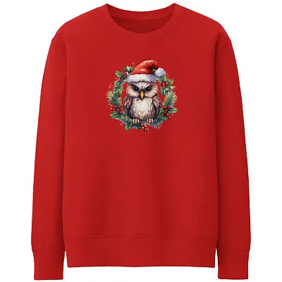 Buy Christmas Owl Wreath Womens Sweatshirt Wildlife Animal Her Xmas Sweater Men W... • 24.99£