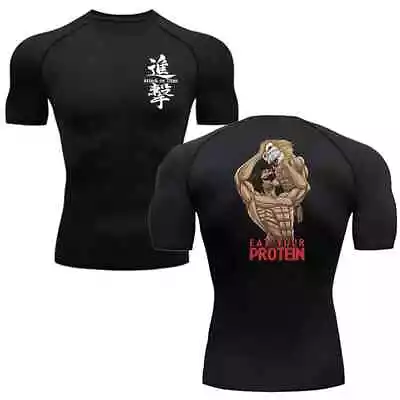 Buy Anime Attack On Titan Compression Shirts Fitness Quick Dry Athletic T-Shirt Tops • 29.04£