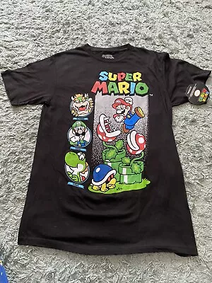 Buy SUPER MARIO Black Graphic T-Shirt Size: Medium Nintendo Mens • 12.97£