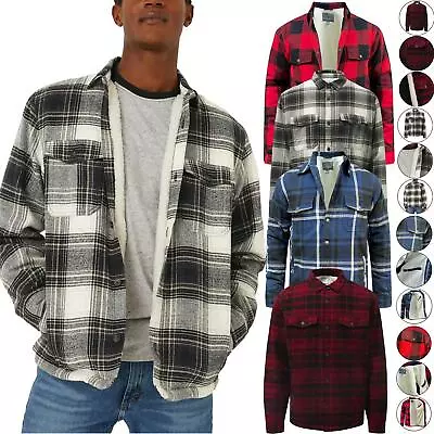 Buy Mens Padded Shirt Cotton Sherpa Fur Lined Lumberjack Flannel Work Thick Jacket • 19.99£