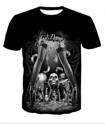 Buy Unisex Hiphop Rock Skeleton Beauty Gothic T Shirts Digital  Print Last Dance • 17.99£