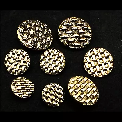 Buy Set Of 8 GOLD & BLACK Metal Buttons, Woven Design: Pairs Of 4 Sizes 15mm-28mm • 4.50£