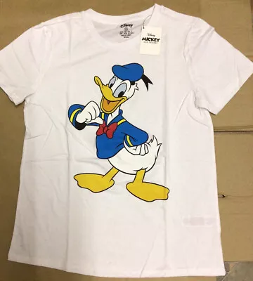 Buy Donald Duck Disney White T-Shirt T Shirt Top Ladies Primark  Size XS (6-8) NEW • 7.50£