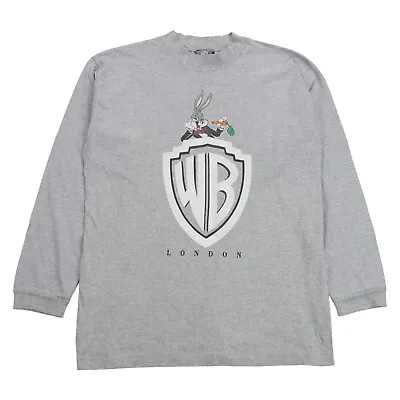 Buy Warner Bros London Vintage Bugs Bunny T Shirt Mens XL Grey 1991 Long Sleeve 90s • 24.95£