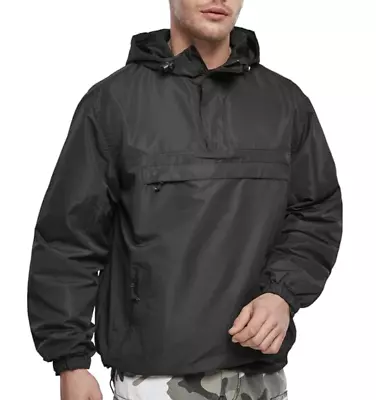 Buy Brandit Men's 1/4 Zip Rain Jacket Windbreaker Pullover, Black, BNWT Size 2XL • 29.99£