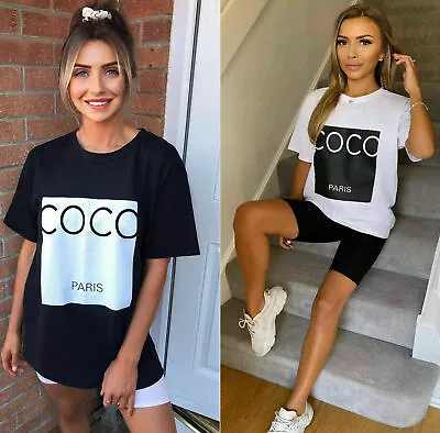 Buy Women's Ladies Short Sleeve COCO Paris Slogan Summer Glen Coco T-Shirt Tee Top  • 8.95£