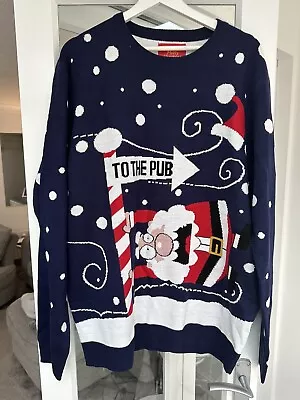 Buy NOROZE Mens Womens Unisex Christmas Jumper Pullover Santa To The Pub Size 2XL • 2£