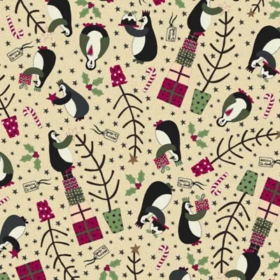 Buy 100% Cotton Fabric Nutex Lynette Anderson Penguin Christmas Xmas Festive Animals • 5.75£