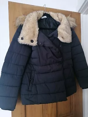 Buy Warehouse Padded Jacket With Faux Fur Collar And Hood Size 10 • 4.99£
