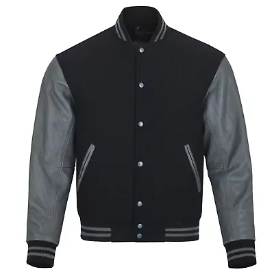 Buy WARRIOR Classic Varsity Letterman Bomber WooL & Original Cowhide Leather Jacket • 139.99£