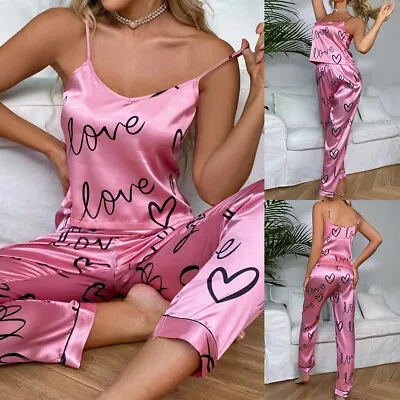 Buy Sexy Lingerie Silk Satin Pajamas Set Womens Sleepwear Cami Vest Nightwear Pijama • 9.79£