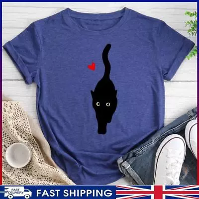Buy ~ Love Cats Round Neck T-shirt-0020565-Retro Blue-XL • 11.15£