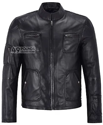 Buy 'STAR TREK' Mens BLACK Biker Style Motorcycle Soft Real Napa Leather Jacket 2438 • 49£