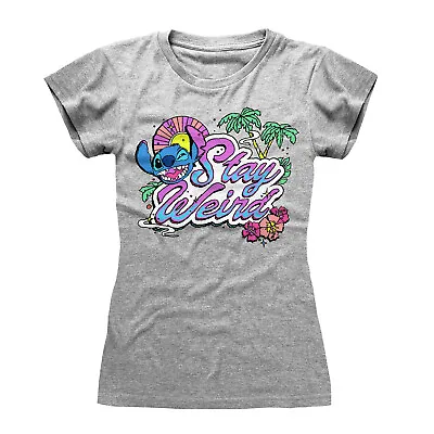 Buy Official Lilo & Stitch Stay Weird  T Shirt Ladies Skinny Disney Cartoon NEW • 8.99£