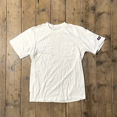 Buy Dickies T-Shirt Y2K Short Sleeve Pocket Workwear Tee, White, Mens Large • 16£