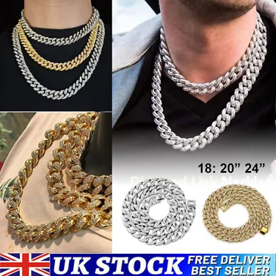 Buy Men Iced Out Diamond Thick Miami Cuban Link Chain Necklace Hip Hop Bling Jewelry • 7.69£