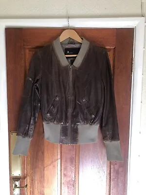 Buy Goosecraft Gallery 075 Ladies Tan Varsity Leather Bomber Jacket ~ M / Uk 12 / 38 • 15£
