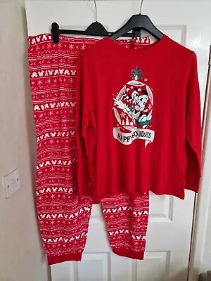 Buy Mickey Mouse Christmas Pyjamas. Disney. Size 2XL, 22-24.  Red, Cotton. VGC • 6.50£