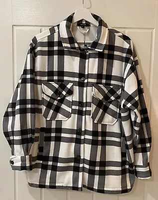 Buy Rising New Black Check Oversize Shirt Jacket Size Small • 9.99£