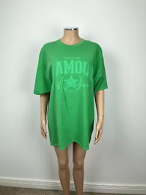Buy River Island Green French Slogan Front Toujours L’amour T-shirt UK 16 • 8.99£