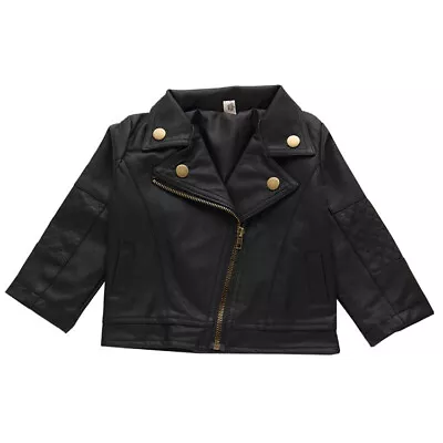 Buy Girl Boy Faux Leather Coat Jacket Kids Cool Baby Biker Zip Up Outwear Jacket • 17.89£