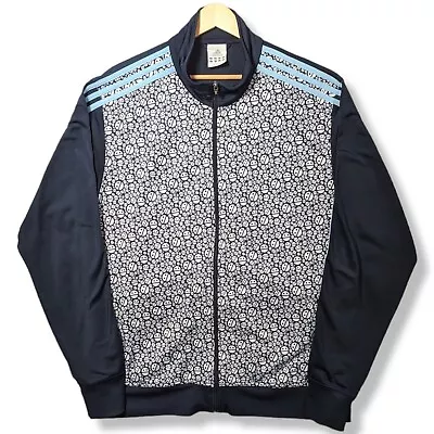 Buy ADIDAS Track Jacket Men's 2XL Smiley Face All Over Print Navy Tracksuit Top • 69.99£