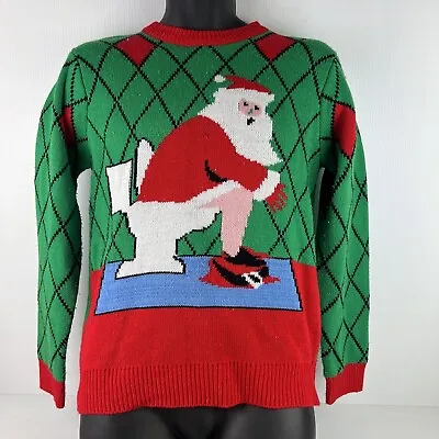 Buy Funqi Santa On Toilet Ugly Christmas Sweater Mens S Green/Red 50/64 • 31.64£
