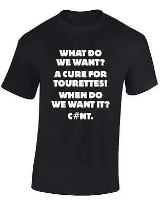 Buy A Cure For Tourettes Mens T Shirt Funny Top Slogan Explicit Content Rude S-3XL • 7.99£