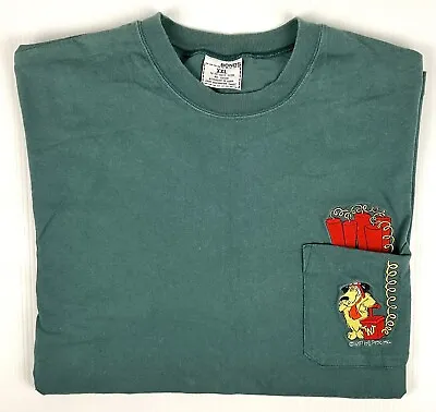 Buy Vintage Bonds 1997 MUTTLEY Hanna-Barbera Green Embroidered T-Shirt - Size XXL • 41.08£