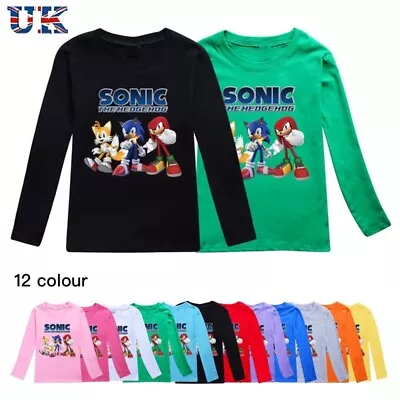 Buy Kids Boys Girls Sonic The Hedgehog Print Casual Long Sleeve T-Shirt Cotton Top • 7.88£
