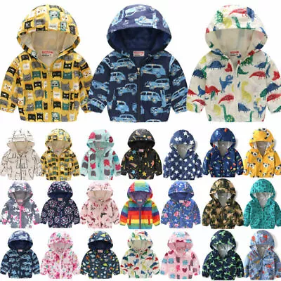 Buy Toddler Kid's Boys Girls Wind Jacket Cartoon Hoodie Waterproof Warm Coats Gifts • 6.59£