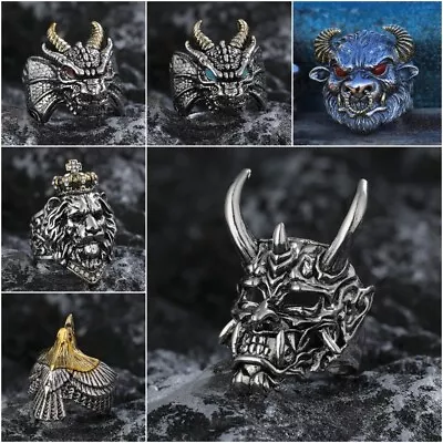 Buy Fashion Viking Dragon Animal Ring Men Cool Punk Band Party Jewelry Adjustable • 3.64£