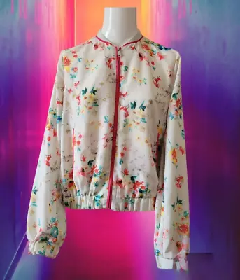 Buy TRAFALUC Zara Bright Floral Light Bomber Jacket  12/ 14/ EUR M  Summer SPRING • 9.99£