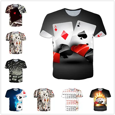 Buy Personality Playing Card 3D Printed Unisex Casual T-Shirt Women Men Kids Short • 14.99£