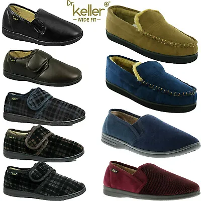 Buy Dr Keller Mens Slippers Strap Fleece Upper Warm  Cushioned Casual Slip On Shoes • 17.99£