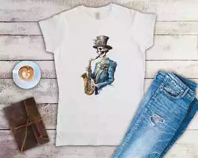 Buy Victorian Ghost Saxophone Player Ladies Fitted T Shirt Sizes Small-2XL • 12.49£