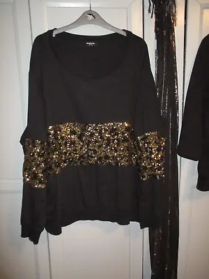 Buy Simply-be Size 28 Chest Size 62ins Gorgeous Black Gold-sequins Christmas Jumper • 17.90£