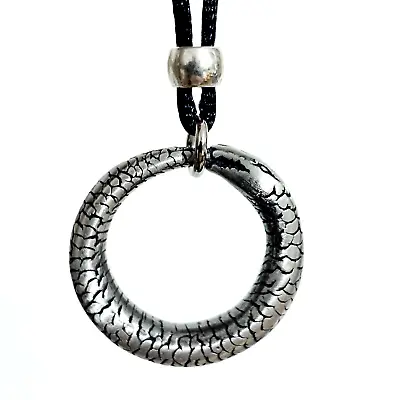 Buy Snake Necklace Pendant Ouroboros Astrological Pewter Serpent Corded Jewellery • 6.95£