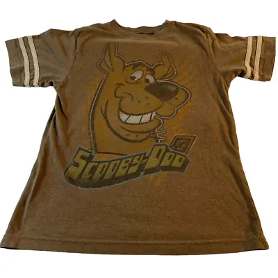 Buy Scooby Doo Distressed T-Shirt Brown Hanna-Barbera Boys Size Large Faded Stripes • 7.09£
