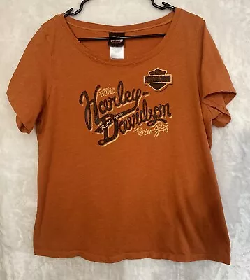 Buy Harley Davidson Womens 1X Graceland Memphis TN Orange T Shirt • 12.30£
