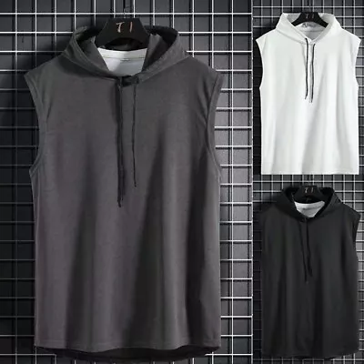 Buy Men Sleeveless Tank Top Casual T-Shirt Hoodie Sweatshirt Gym Hoodies Comfortable • 13.87£