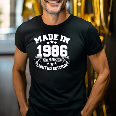 Buy Made In 1986 T Shirt Birthday Brother Cousin Husband Uncle Boyfriend Gift Top • 14.99£