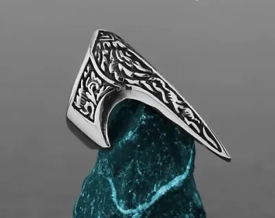 Buy Viking Raven Ring Stainless Steel Celtic Norse Pagan Jewellery + Free Gift Punch • 5.88£