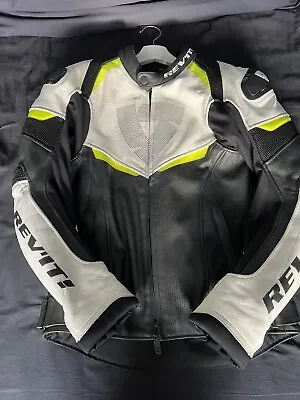 Buy Jacket Motorcycle Sport Rev'It Revit Convex Leather Black White Fluo 50 M • 199£