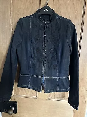 Buy Embellished Blue/Black Denim Jacket Ladies Size 12 • 2.50£