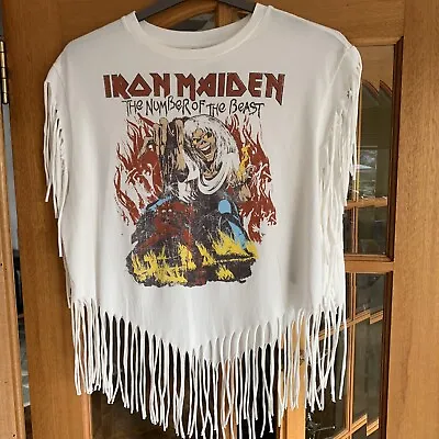 Buy Iron Maiden Number Of The Beast Fringe T Shirt 100% Cotton BNWT Retro Style M • 15£