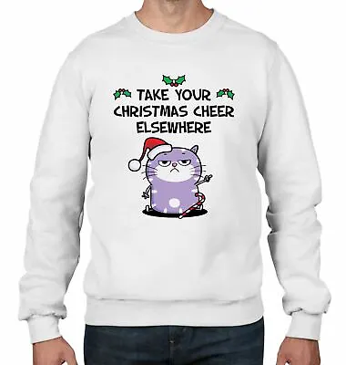 Buy Christmas Cheer Bah Humbug Cat Men's Sweatshirt Jumper • 23.95£