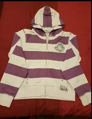 Buy Ladies 1975 Hoodie, Purple N White Stripes, Size 10, New • 4.50£