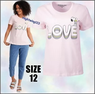 Buy TU Size 12 Snoopy Love Pink T-Shirt Peanuts Woodstock Short Sleeve 100% Cotton • 10.99£